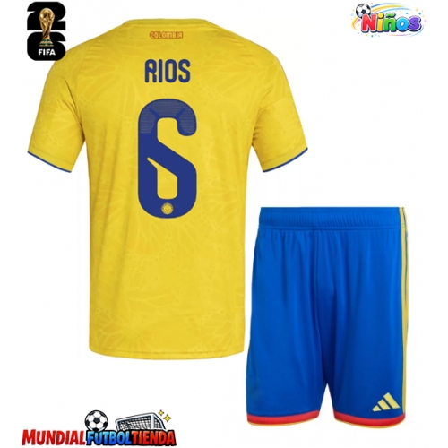 Camiseta Colombia Richard Rios #6 Primera Equipación Replica Mundial 2026 para niños mangas cortas (+ Pantalones cortos)